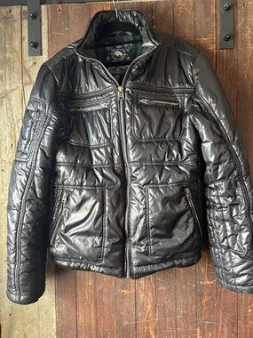 Buffalo David Bitton Black Shiny Quilted Puffer Jacket
